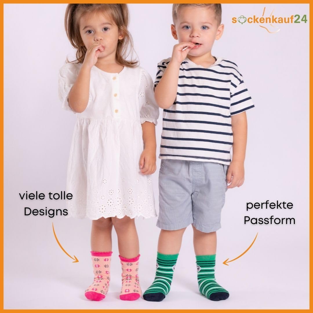 10 Paar Kinder Socken Jungen & Mädchen Baumwolle Kindersocken