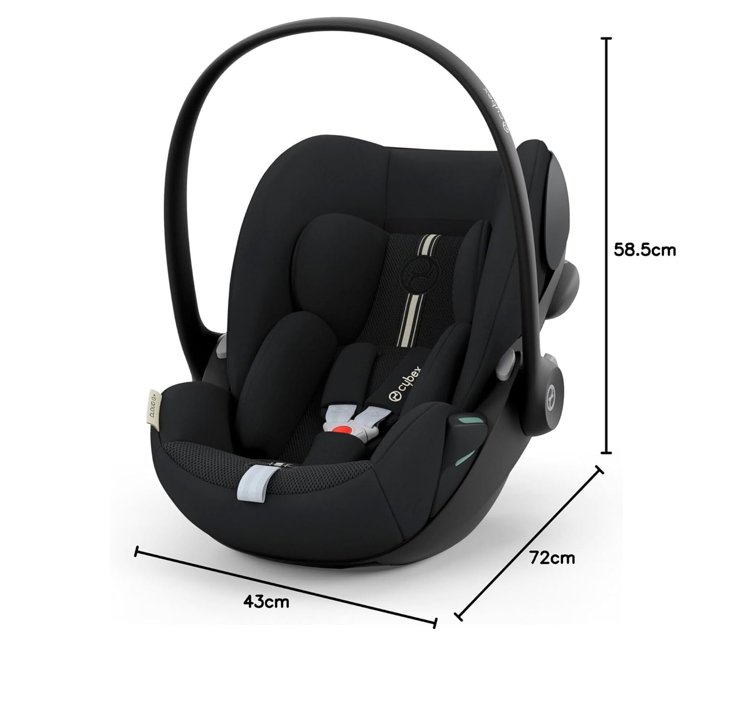 CYBEX Gold Babyschale Cloud G i-Size Plus, Inkl. Neugeboreneneinlage, Ab Geburt bis ca. 24 Monate, Für Kinder ab 40 cm bis 87 cm, Max. 13 kg, Moon Black - Meloni2