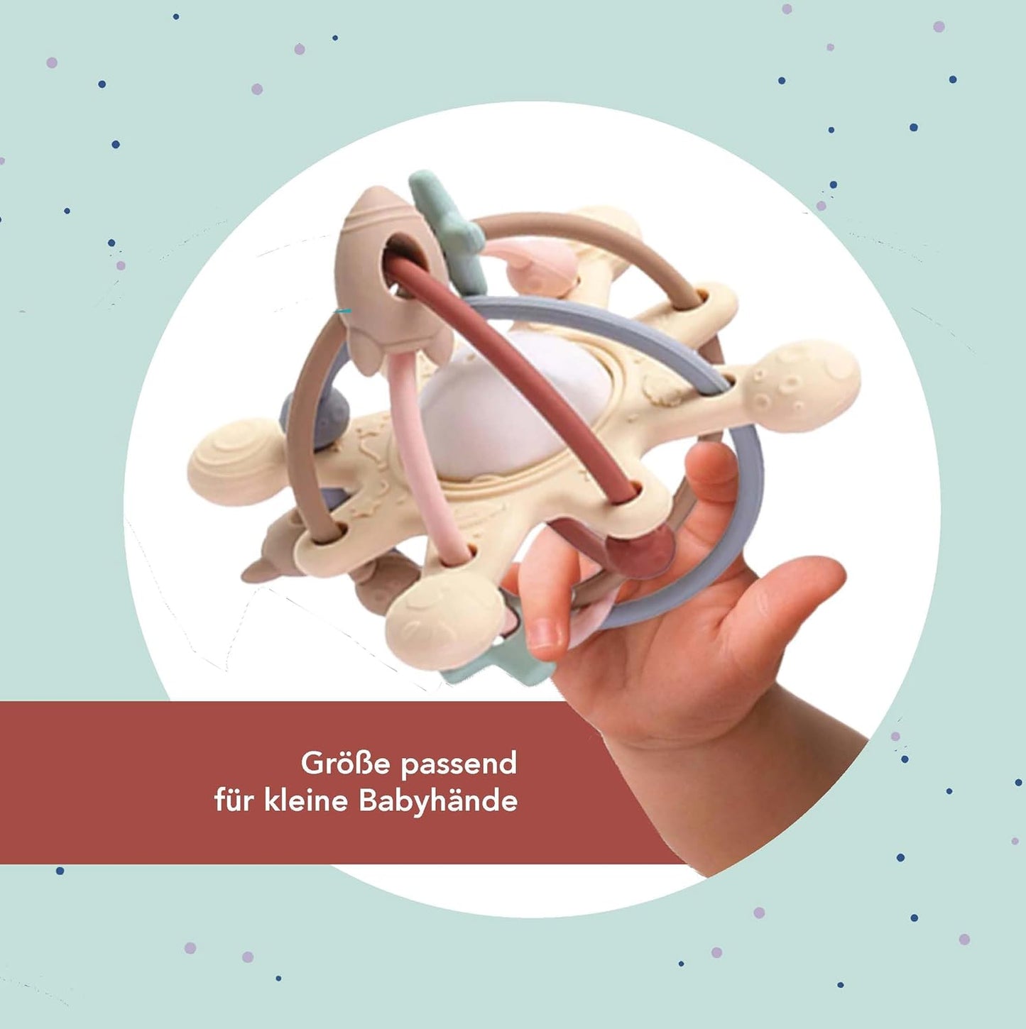 Colifree® - Beißring Baby, Baby Spielzeug ab 3 Monate, Flexibles Design mit Rassel, Beißspielzeug, Zahnungshilfe baby, Greifball für babys, Leicht zu Greifendes, Ideal Fūr Kleine Hände