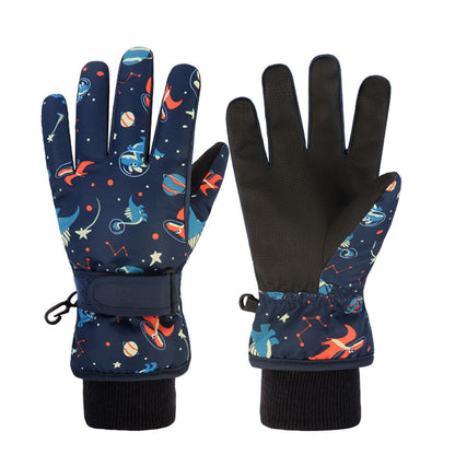 HNGEMSY Children's Winter Snow Gloves Ski Gloves for 2-13 Years Girls Boys PU Palm Waterproof Windproof Warm Fleece Winter Gloves