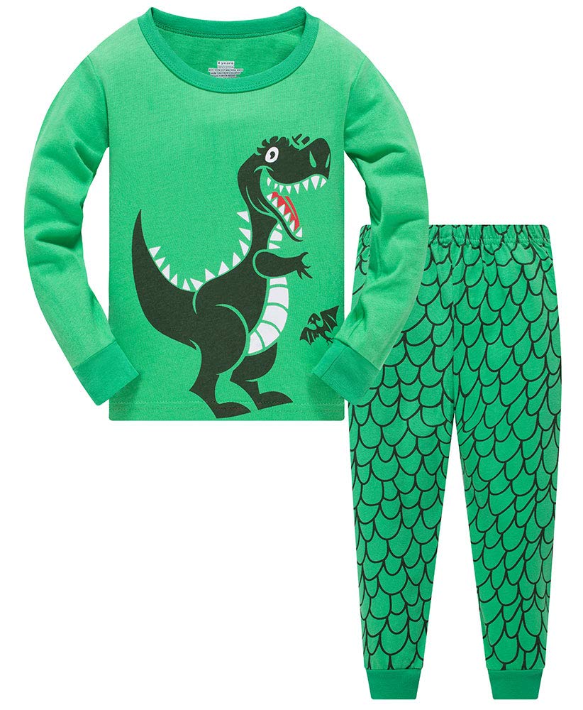 Jungen Pyjamas, Dinosaurier Langarm Zweiteiler Pyjama, Kinder Baumwolle Pyjama Set, Winter, Weihnachten Nachtwäsche, Größe 1–12 Jahre