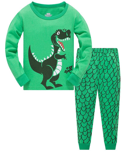 Jungen Pyjamas, Dinosaurier Langarm Zweiteiler Pyjama, Kinder Baumwolle Pyjama Set, Winter, Weihnachten Nachtwäsche, Größe 1–12 Jahre