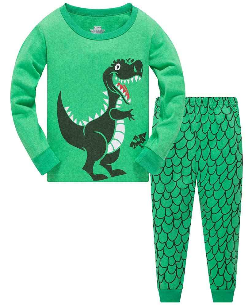 TEDD Boys’ Pyjamas, Dinosaur Long-Sleeve Two-Piece Pyjamas, Kids’ Cotton Pyjama Set, Winter, Christmas Sleepwear, Size 1–12 Years