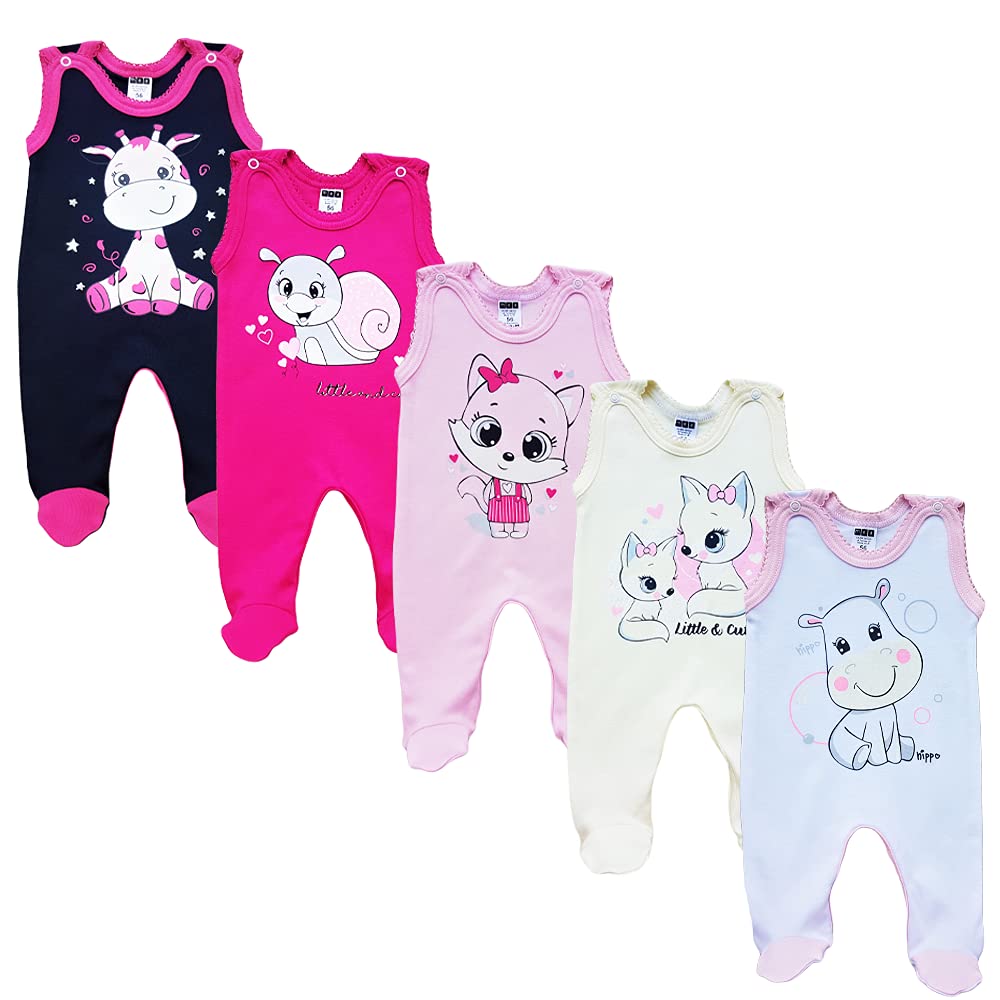 MEA BABY Unisex Baby Romper with Print 100% Cotton Pack of 5 Baby Romper for Girls Baby Romper for Boys