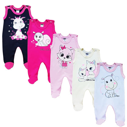 MEA BABY Unisex Baby Romper with Print 100% Cotton Pack of 5 Baby Romper for Girls Baby Romper for Boys