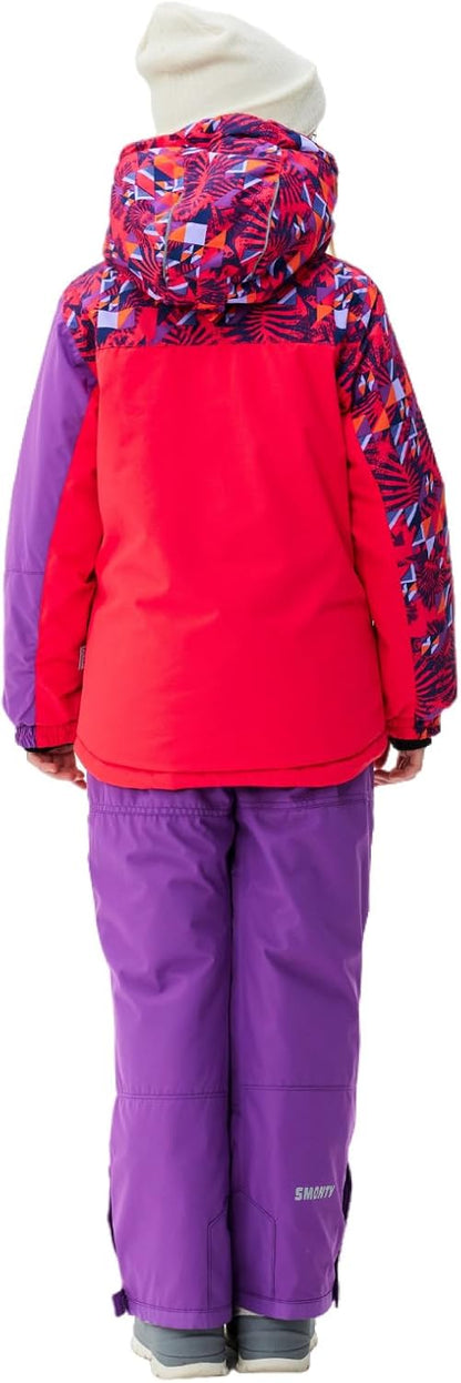 Children's Ski Suit Girls Waterproof Windproof and Warm 2-Piece with Hood 6-16 Years Outdoor Sports, Mountaineering, Skiing