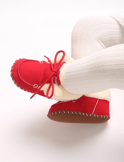Adigau Baby Boys Girls Winter Boots Soft Sole Warm Boots Lace Flat Prewalker Snow Boots 0-18 Months
