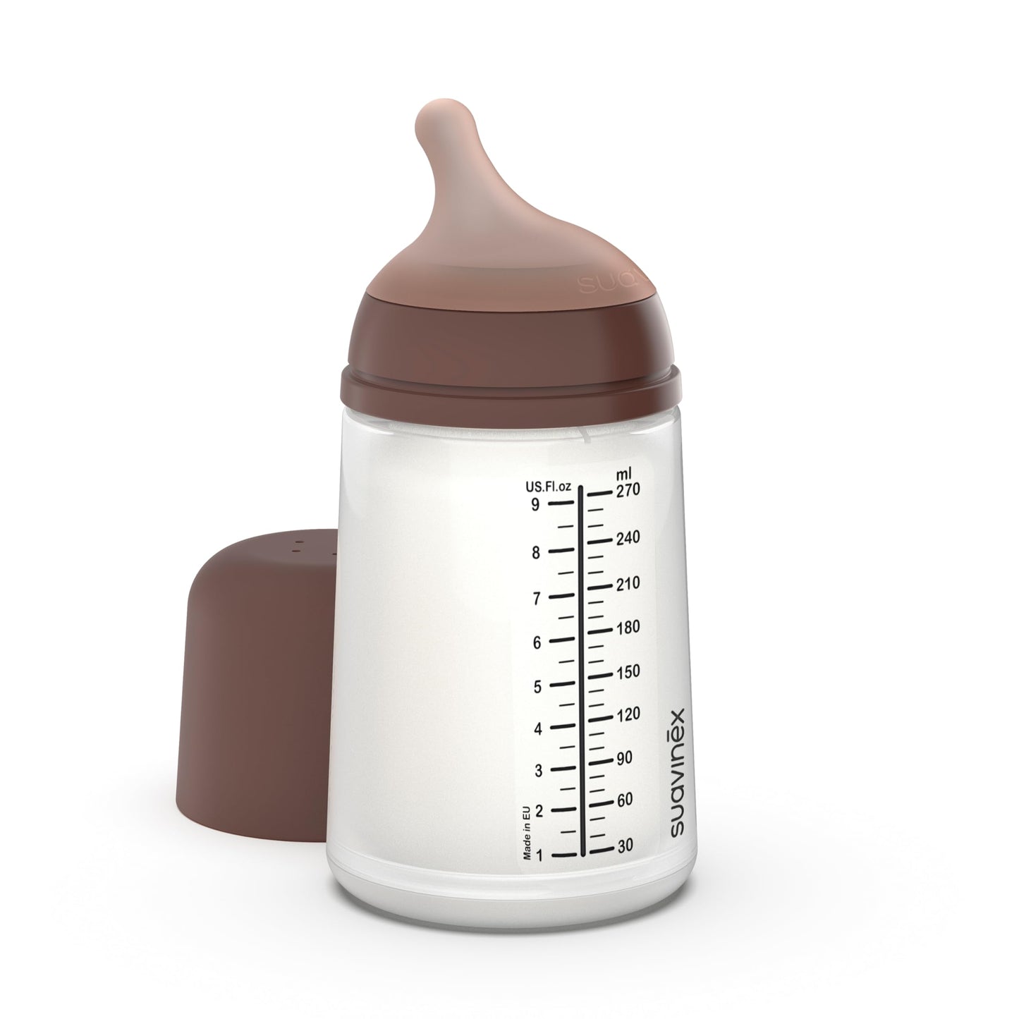 Suavinex, Anti-Colic Babyflasche Zero Zero,mit mittlerem Silikonsauger (M), für Babys ab 3 Monaten, Empfohlen für gestillte Babys und Flaschennahrung, 270 ml, Deep - Meloni2