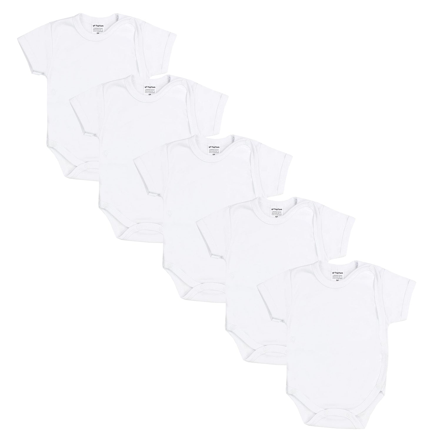 TupTam Baby Body Kurzarm Jungen – Wickelbody Kurzarm aus Baumwolle im 5er Set – OEKO-TEX Zertifiziert