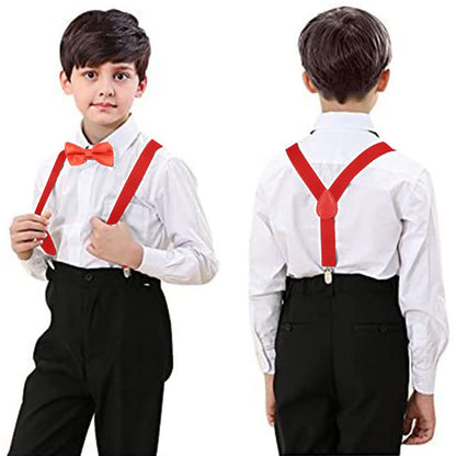 Unisex Jungen Mädchen Hosenträger mit drei Klammern in der Taille