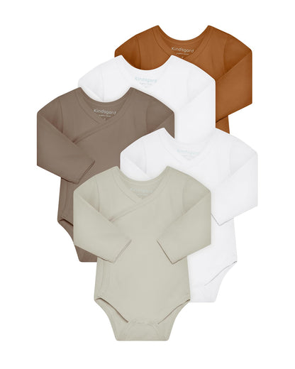 Kindsgard Baby Long-Sleeved Wrap Bodysuit Trunder - Soft and High-Quality 100% Organic Cotton