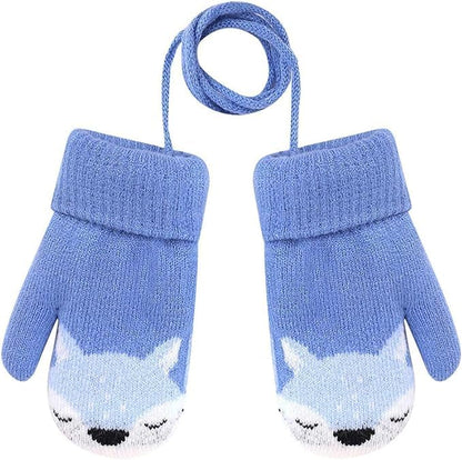0-3 Jahre Baby Winter Handschuhe Kinder Gestrickte Fäustlinge Warme Fleece Gefütterte Handschuhe Fausthandschuh mit Schnur Outdoor Weich Winterhandschuhe Skihandschuhe Handwärmer für Jungen Mädchen