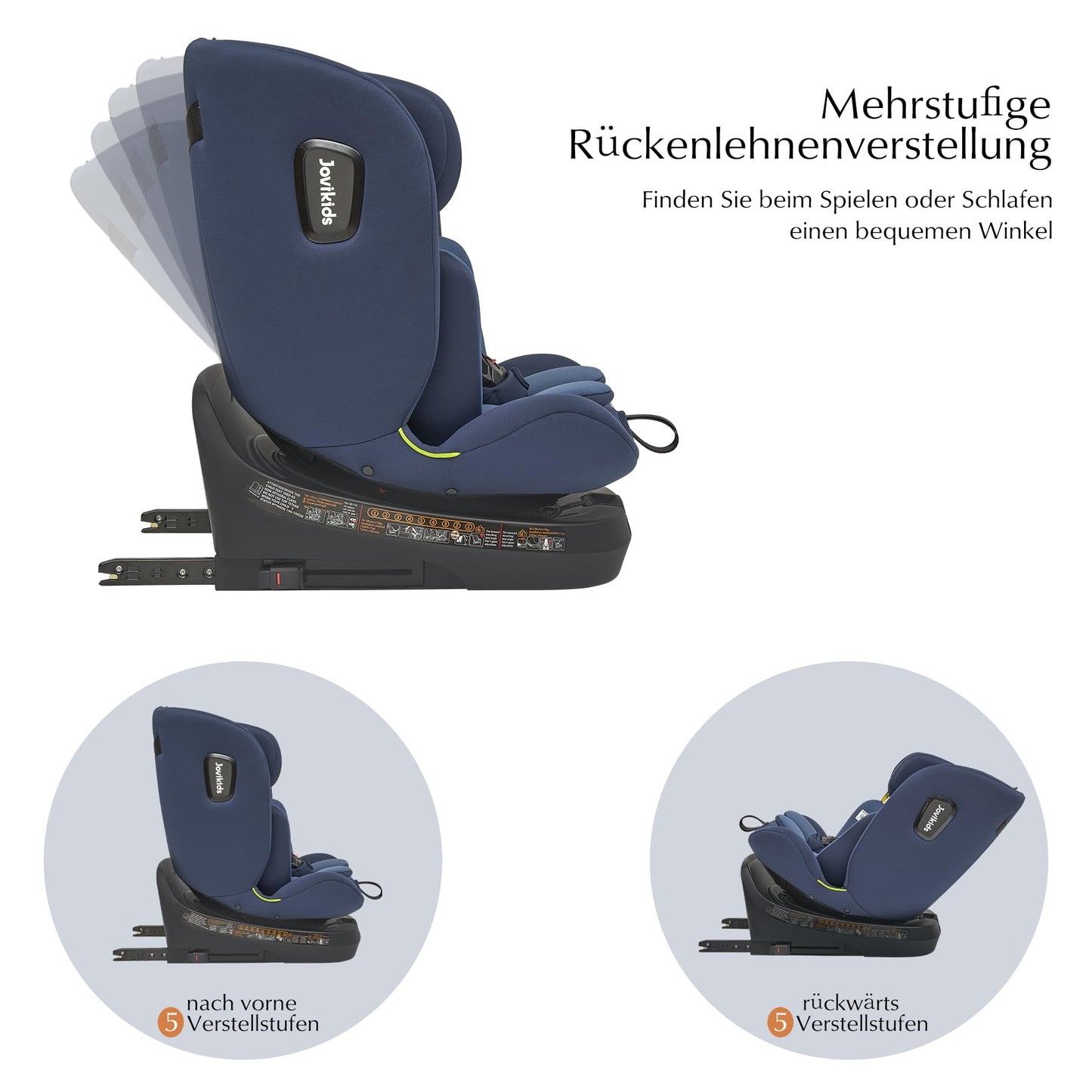 Jovikids 360° Drehbar Kindersitz mit ISOFIX und Ruheposition, i-Size(ECE R129) 40-150cm(0-36kg) Reboarder Baby Autositz, ab Geburt -12 Jahre (blau) - Meloni2