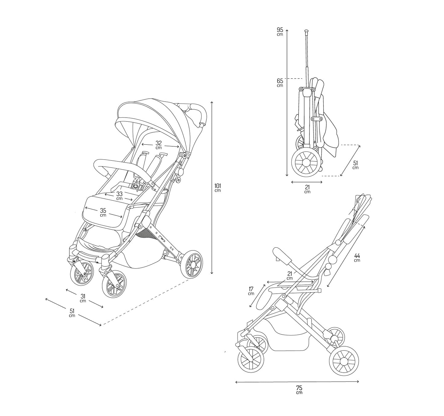 MoMi ESTELLE Reise Buggy Klein Zusammenklappbar - Kinderwagen Klappbar für Kinder bis 15kg ab 6 Monaten - Reisebuggy mit Liegefunktion - Kinderbuggy Leicht 7,5kg - 5-Punkt-Sicherheitsgurt