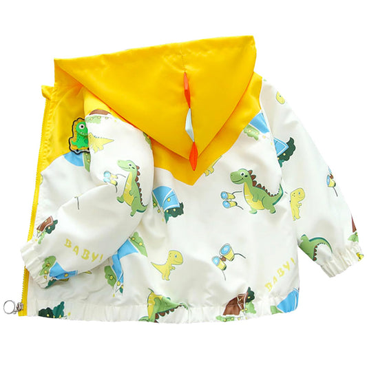 Amur Leopard Children's Transition Jacket Boys Windproof Coat with Hood Windbreaker for Spring Autumn 