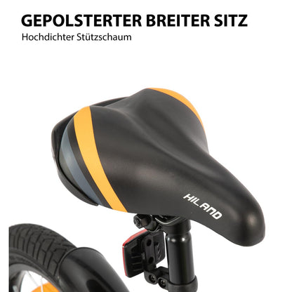 Hiland 12/14/16/20 Zoll Kinderfahrrad, Jungen Fahrrad für 3-10 Jahre, mit Stützrädern, Kinderfahrrad mit Handbremse und Rücktrittbremse, Schwarz/Grün/Blau/Orange