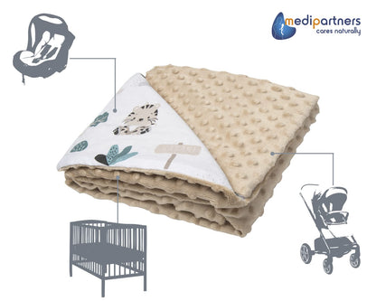 Medi Partners Babydecken Baby 100% Baumwolle Krabbeldecke Babydecke 75x100cm doppelseitig Kinderbett Minky Kuscheldecke Kinderwagen (REH mit grauem Minky)