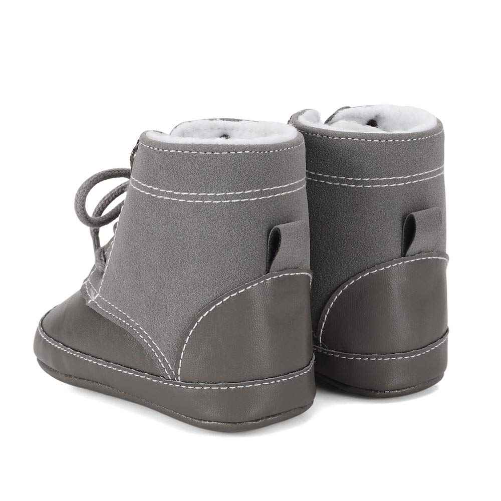 LACOFIA Baby Boys Cowboy Winter Boots Toddler Non-Slip Laces Snow Boots