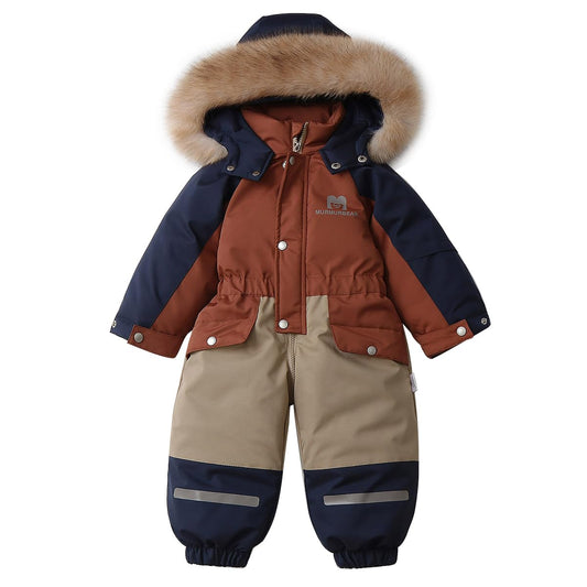 linboo Snowsuit Baby Romper Children Boys Jumpsuit Ski Suit Jumpsuit with Hood Girls One Piece Down Jacket Lined Winter Snow Overall