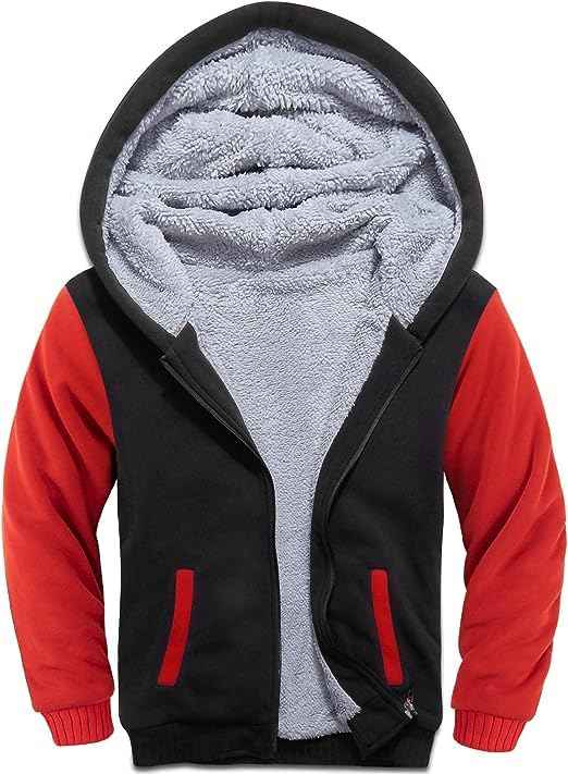 JACKETOWN Boys' Sweat Jacket Lined Children's Hoodie Sweatshirt Hoodie Fleece Jacket with Hood Long Sleeve Warm Winter Jacket Classic Pullover with Zip