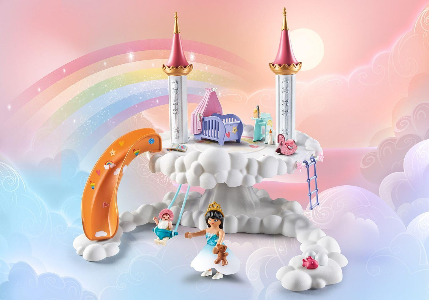 PLAYMOBIL Princess Magic 71360 Heavenly Baby Cloud, Magic Nursery in the Clouds, Includes Baby Cradle, Rocking Horse, Teddy Bear and More, Toy for Children from 4 Years
