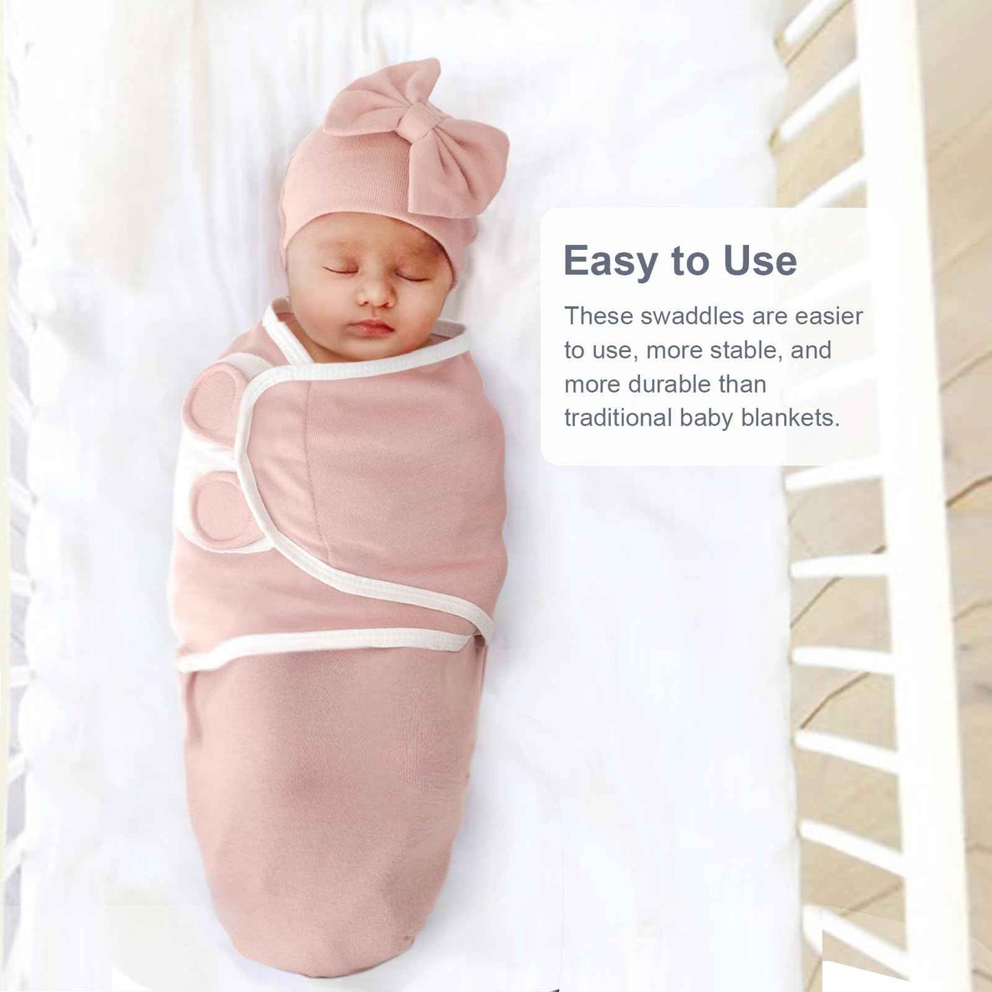 DRESHOW Neugeborene Swaddle Decke Hut Set Baby Gedruckt Swaddles Säugling Einstellbar Schlafsack für 0-3 Monate Mädchen Jungen