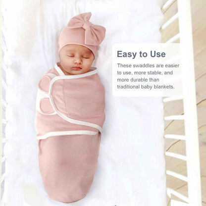 DRESHOW Neugeborene Swaddle Decke Hut Set Baby Gedruckt Swaddles Säugling Einstellbar Schlafsack für 0-3 Monate Mädchen Jungen