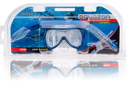 AQUAZON Capri extra Komfortables Kinder Schnorchelset, Taucherbrille mit superweichem Silikon, 7-12 Jahre, glasklarer Blick durch temperiertes Glas