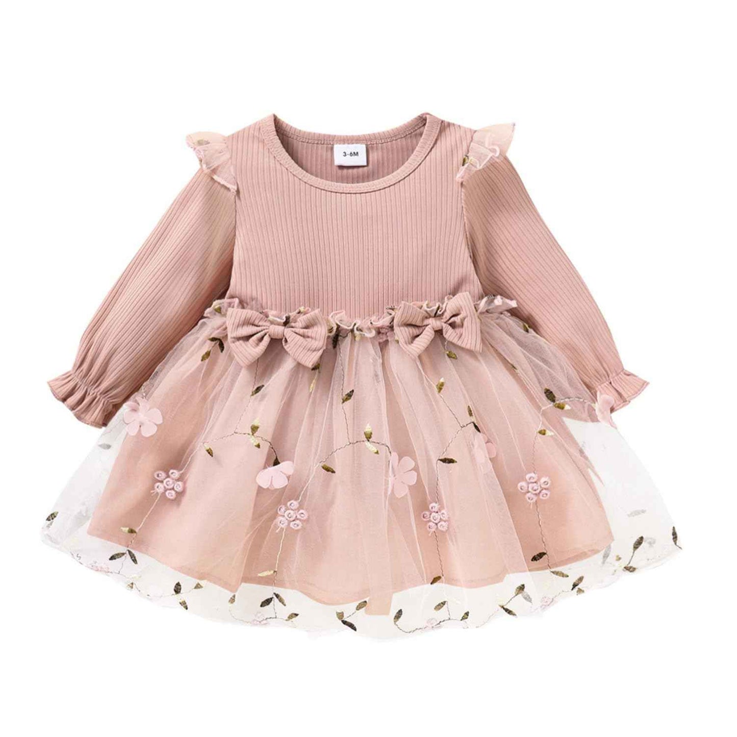Toddler Baby Girl Clothing Set Long Sleeve Ruffle Daisy Printed Tulle Tutu Skirt One Piece Romper Dress Autumn Outfit