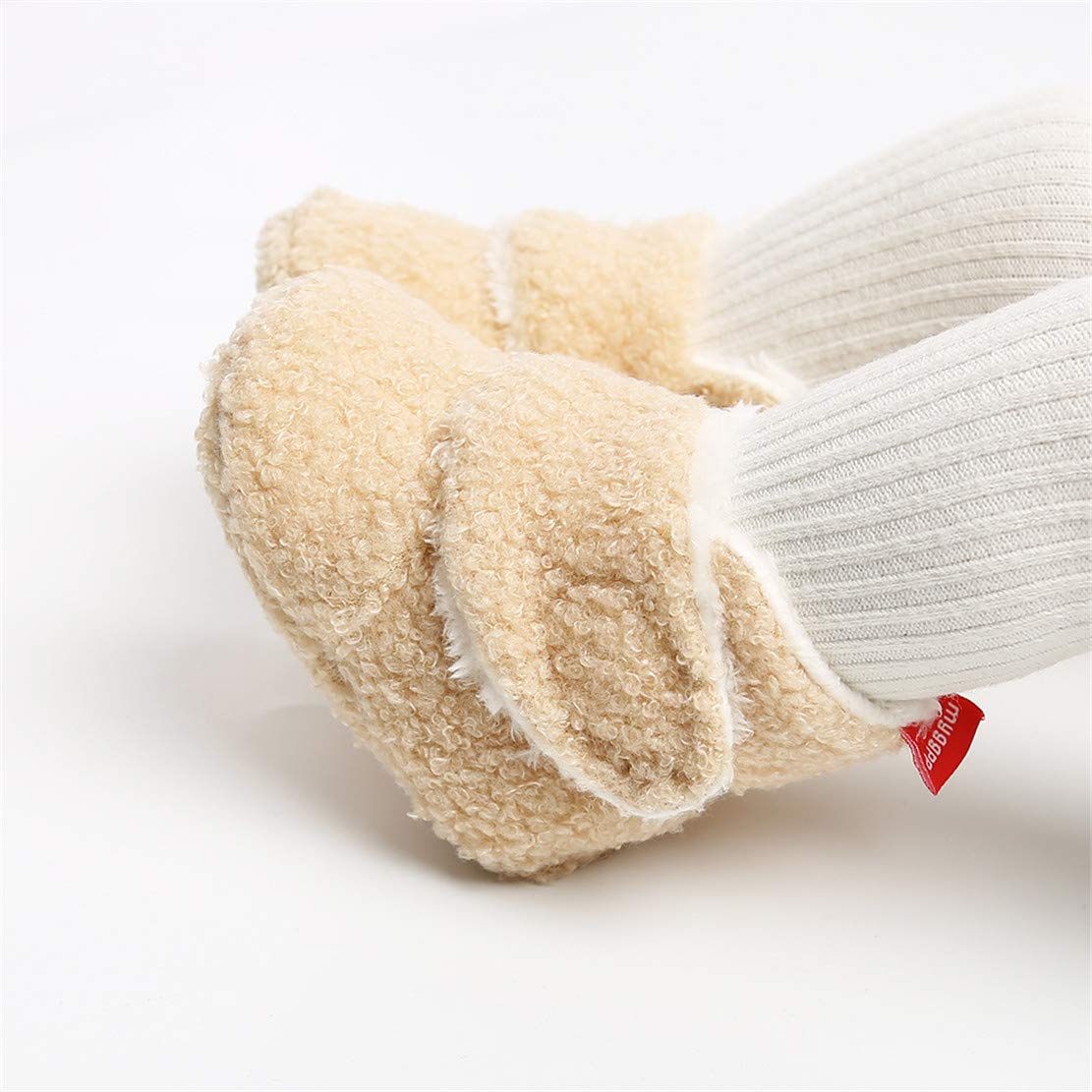 Edoton Infant Boys Girls Warm Slippers Winter White Cute Soft Cotton Unisex Non-Slip Baby Shoes for Christmas First Birthday Gift.