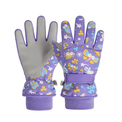 FAYHIJUN Children's Winter Snow Gloves Ski Gloves for 1-13 Years Girls Boys PU Palm Waterproof Windproof Warm Fleece Winter Gloves Cycling Gloves
