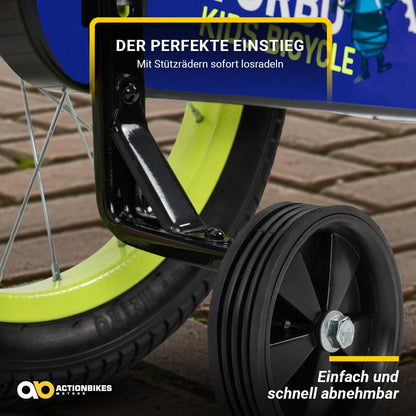 Actionbikes Kinderfahrrad Turbo | 12 16 Zoll - V-Brake Bremsen - Fahrrad für Kinder von 2-7 Jahren - Schutzblech v. / h - Kinder Fahrrad für Mädchen & Jungen - Fahrräder - Bicycle - Kinderrad - Bike - Meloni2