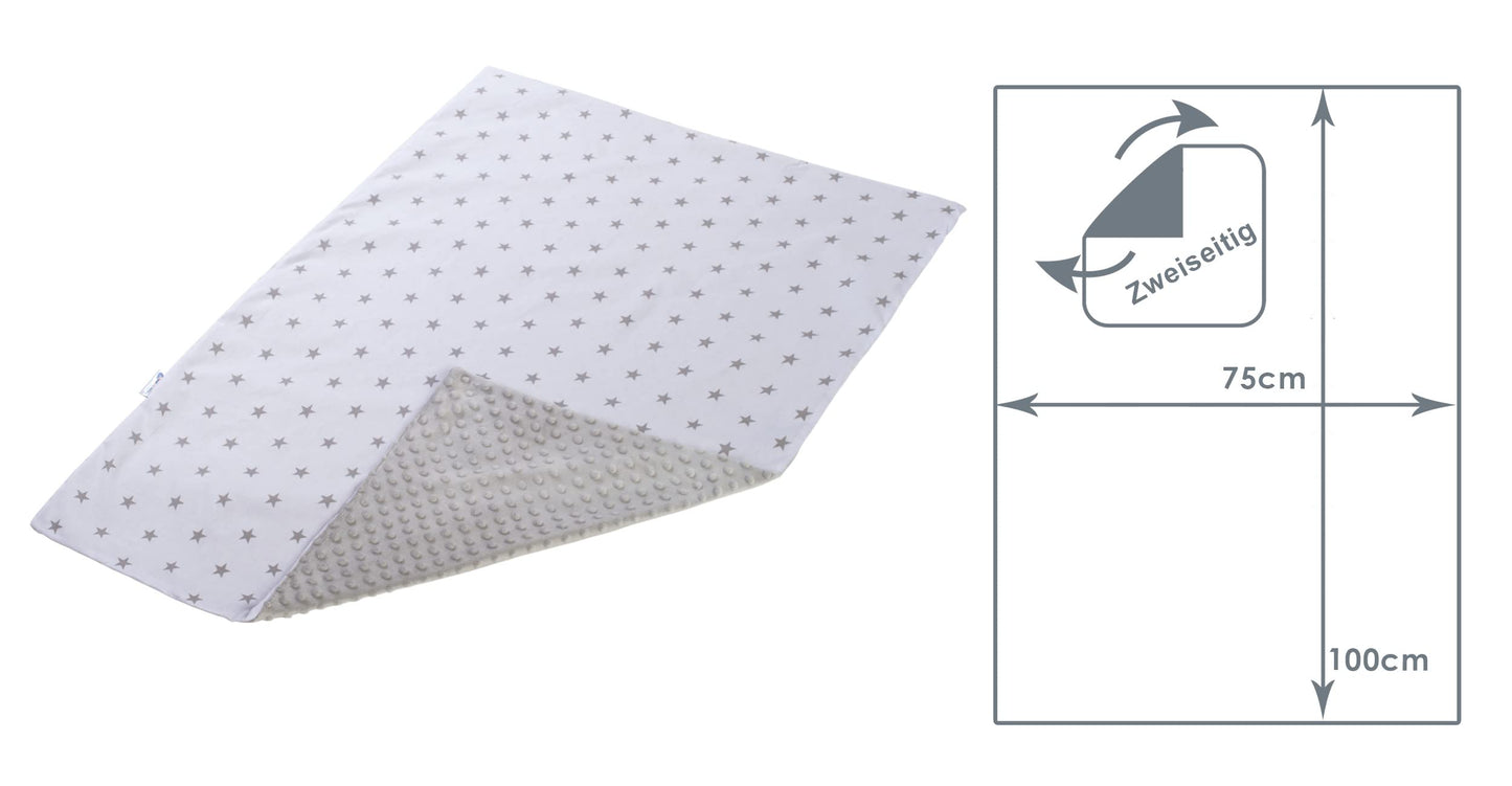 Medi Partners Babydecken Baby 100% Baumwolle Krabbeldecke Babydecke 75x100cm doppelseitig Kinderbett Minky Kuscheldecke Kinderwagen (REH mit grauem Minky)