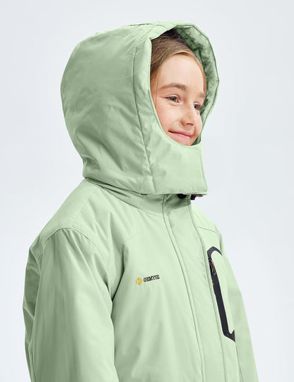 Gemyse Boys' Waterproof Ski Jacket, Windproof Fleece Jacket, Outdoor Winter Jacket, Rain Jacket with Hood
