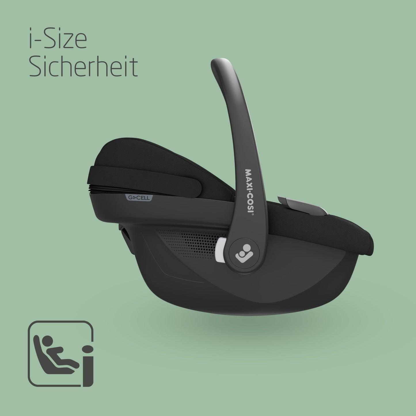 Maxi-Cosi Pebble i-Size, Babyschale, 0–15 Monate, 0–13 kg, 40–83 cm, leichter i-Size Kindersitz, Click&Go-Installation, G-CELL Seitenaufprallschutz, Sitzverkleinerer, Tonal Black - Meloni2