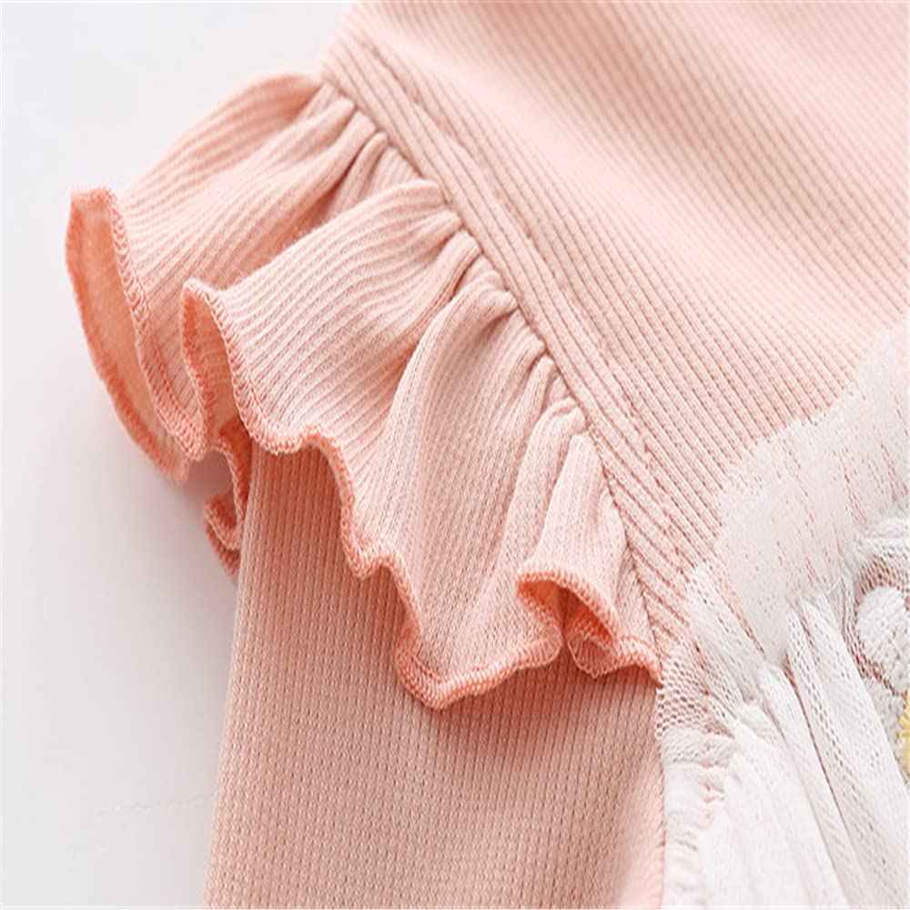 Toddler Baby Girl Clothing Set Long Sleeve Ruffle Daisy Printed Tulle Tutu Skirt One Piece Romper Dress Autumn Outfit