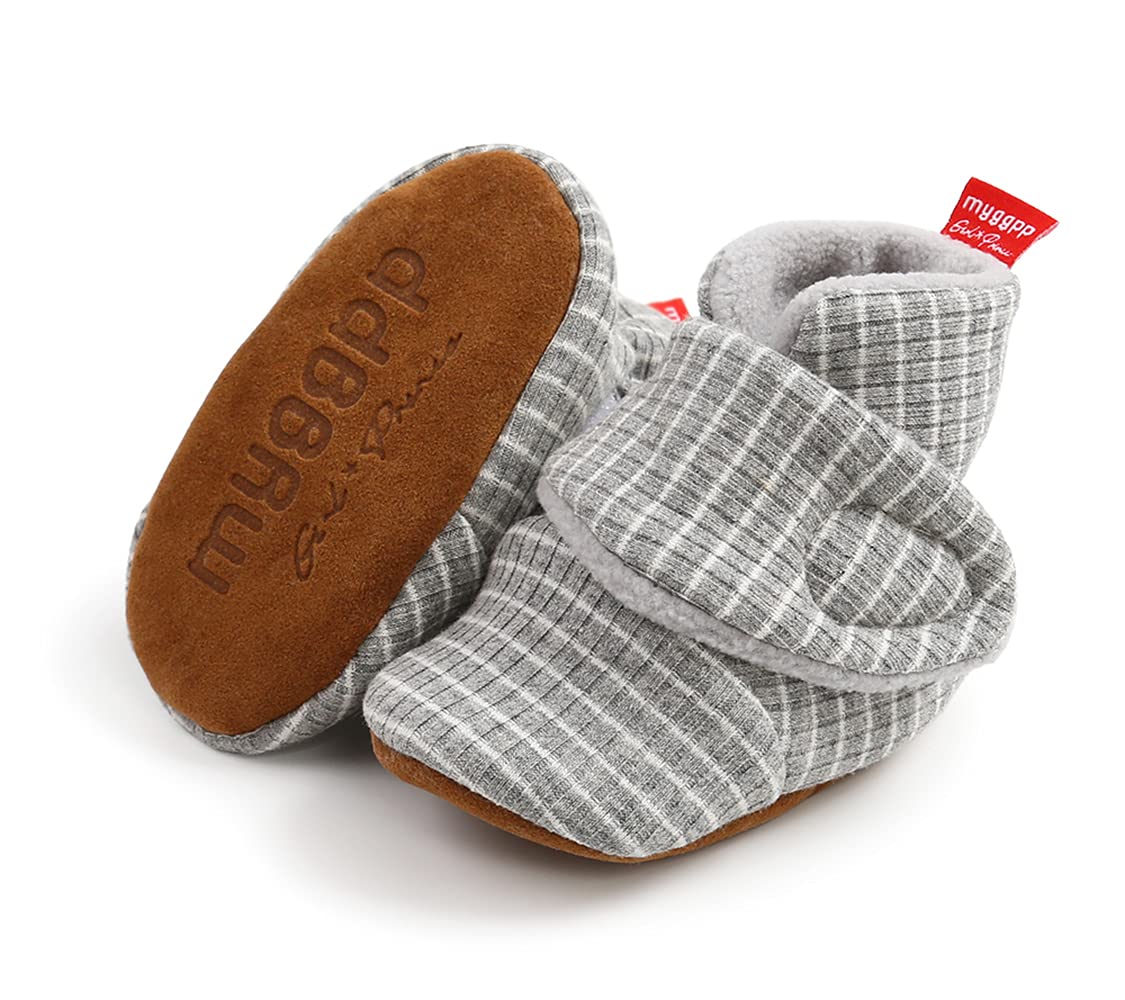 Sehfupoye Toddler Baby Boys Girls Cotton Booties Shoes Striped Soft Sole Newborn First Hiking Shoes Warm Fleece Boots 0-18M