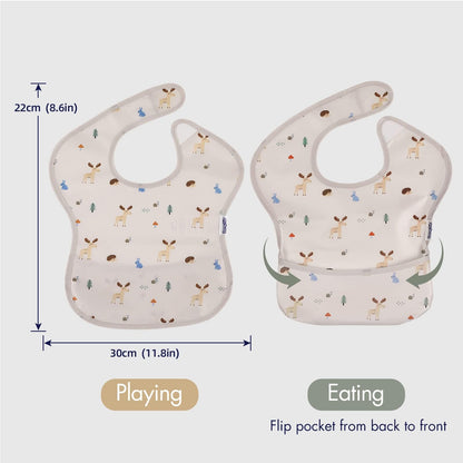Soarwg Kids Baby Lätzchen Set 5 Stk. Kleinkind Fütterlätzchen mit Auffangschale, Klettverschluss Superleicht Wasserdicht Waschbar Schmutzabweisend