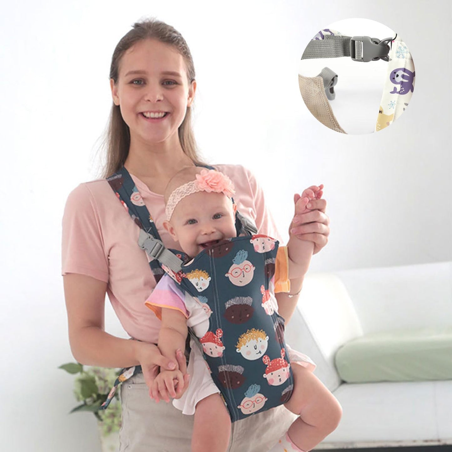 Babytrage,Babytrage Neugeborene ab Geburt,Tragetuch Baby Nugeboren,Atmungsaktive Baby Tragetuch,Babyrückentragen 0-15Kg,Neugeborene Verstellbare Babytrage