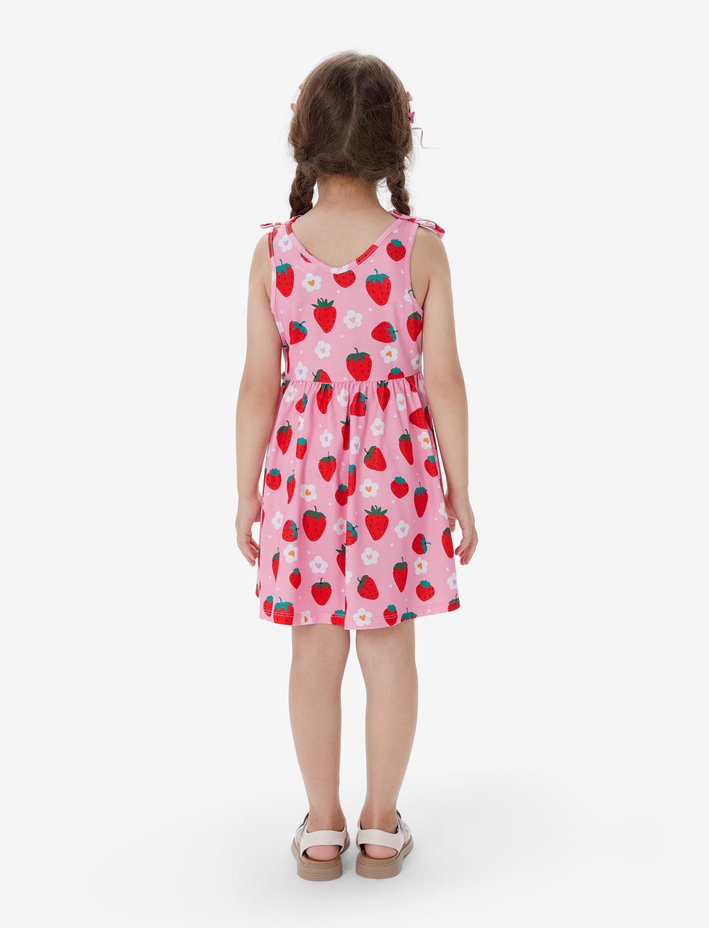 PATPAT Mädchenkleid ärmellos, Baby Mädchen Kleid mit Schleife an den Schulterträgern für Geburtstag, Party, Bankett, Hochzeit, Urlaub, Bunt