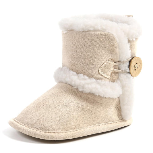 Baby Winter Warm Snow Boots Newborn Baby Girls Boys Soft Sole Buttons Fleece Boots Infant Toddler First Walker Shoes