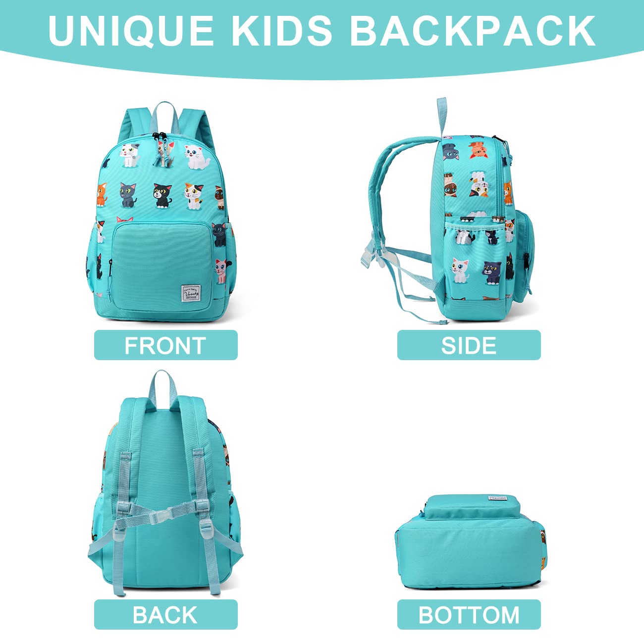 Rucksack für Mädchen, 4-6 Jahre, Schulrucksack mit Seitentaschen und Brustgurt, 127-Einhorn, one size, Niedlich