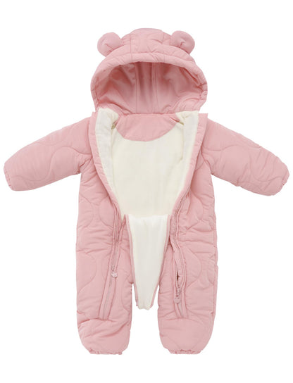 FEOYA Baby Winter Jumpsuit with Hood Snowsuit Down Suit Romper Thermal Outdoor Snow Jumpsuit Long Sleeve Down Shoes 3-18 Months