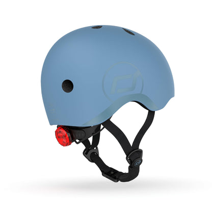Scoot and Ride Baby Helmet with Adjustable Straps - Matte Finish - Small and Medium - Includes LED Safety Light and Soft Fleece Padding for Extra Protection