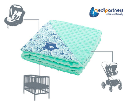 Medi Partners Babydecken Baby 100% Baumwolle Krabbeldecke Babydecke 75x100cm doppelseitig Kinderbett Minky Kuscheldecke Kinderwagen (REH mit grauem Minky)
