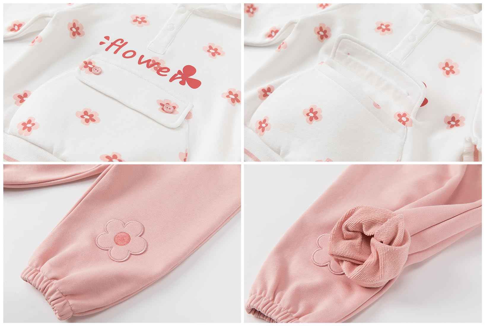 gurcooc Baby Clothing Set Baby Girl Clothing Long Sleeve Floral Hoodies Long Trousers Outfit Clothing 6-30 Months