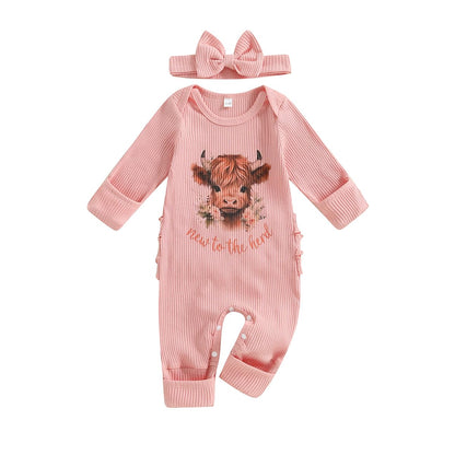 Geagodelia Baby Girl Romper + Headband Newborn Clothing Outfit Jumpsuit Baby Clothes Soft Baby Romper 