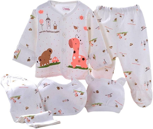 5 Stück Neugeborenen 0-3 M Jungen Mädchen Baby Baumwolle Kleidung Tops Hut Hosen Anzug Outfit Sets Eine Größe