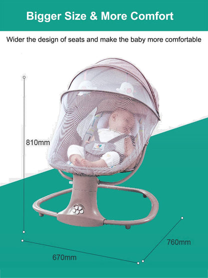 Sianldcone Baby Cradle, Bassinet Baby Toddler Cradle, Baby Bedside Table, Foldable Convertible Co-Sleeping Baby Bed with Music, 5-Swaying Gears (HR00 Pink) 