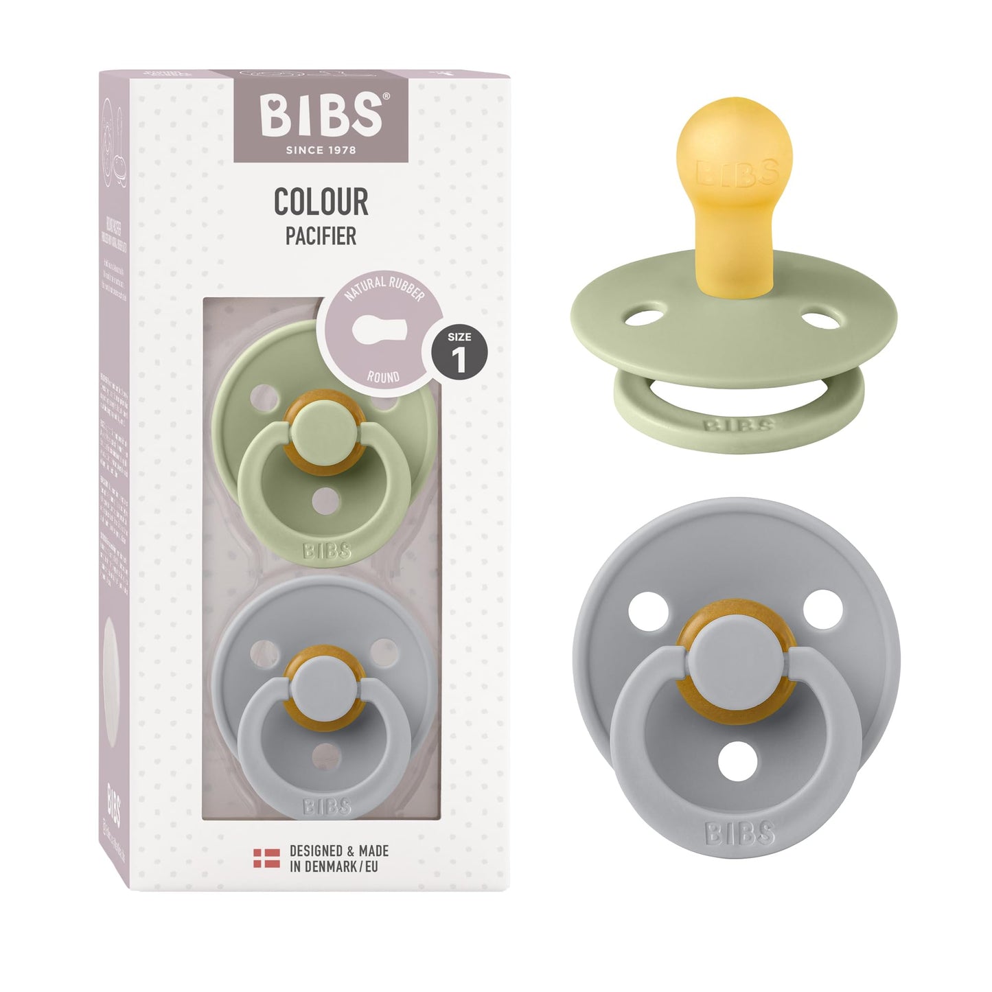 BIBS Colour Schnuller 2er-Pack, BPA-frei, Kirschform Nippel. Naturkautschuk/Latex, Hergestellt in Dänemark. Größe 2 | 6+ Monate | 2-Pack, Coral/Ruby